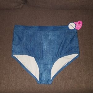 Denim printed swim bottom